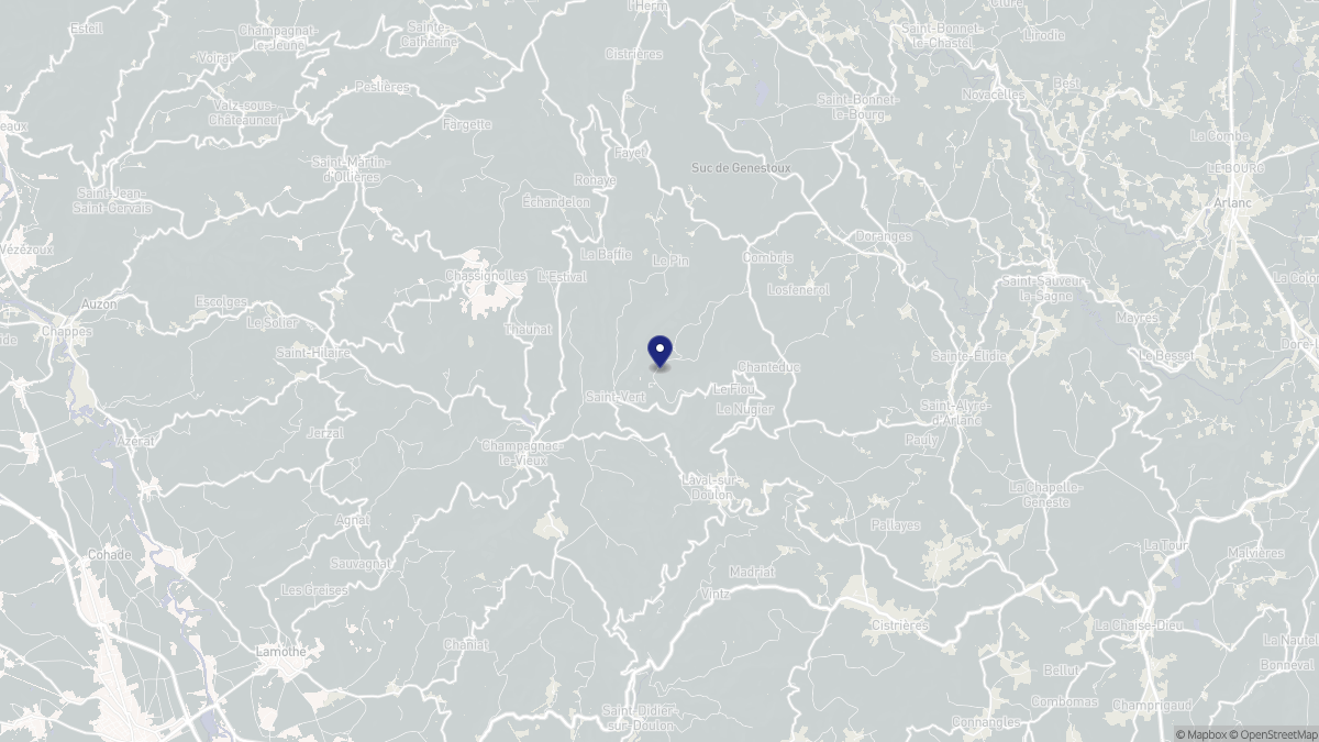 Aperçu cartographique de Saint-Vert, centré sur la commune