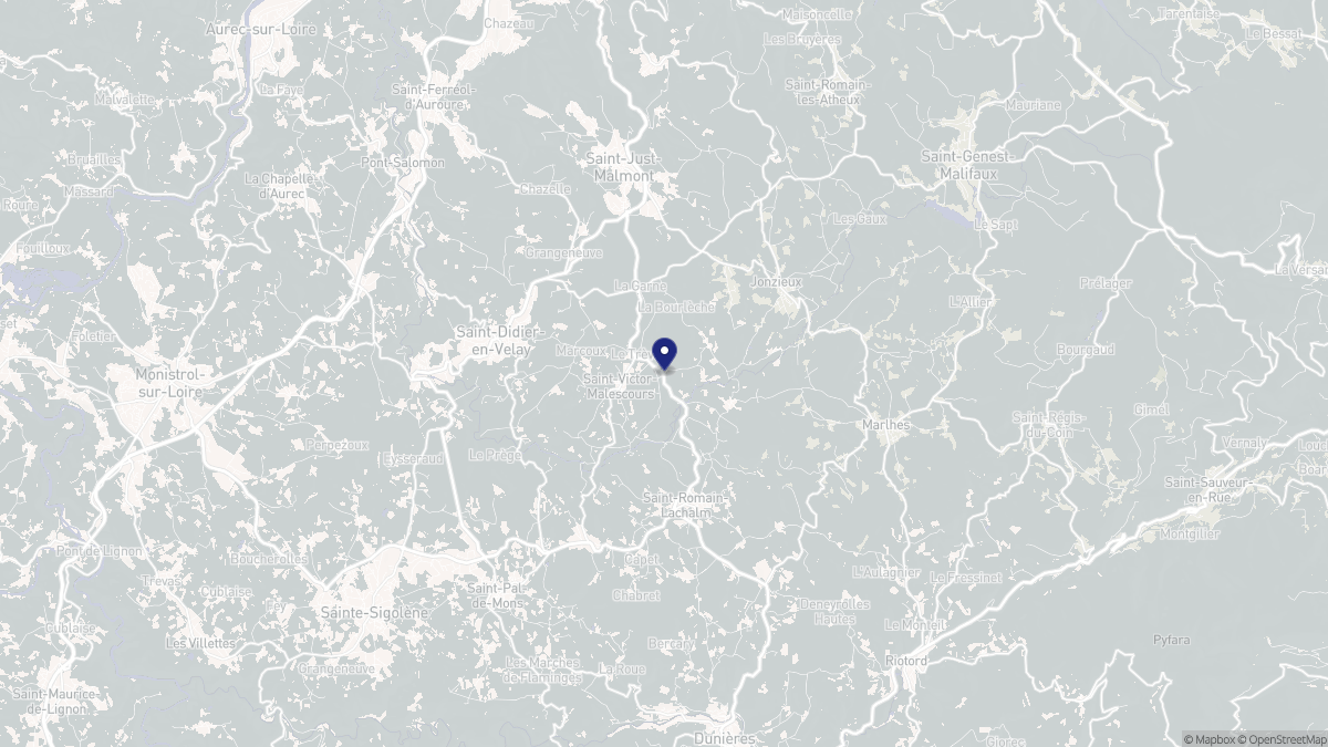 Aperçu cartographique de Saint-Victor-Malescours, centré sur la commune