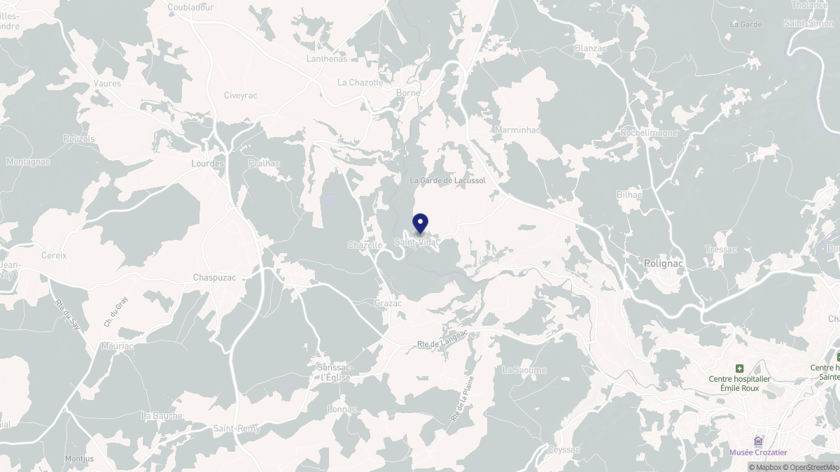 Aperçu cartographique de Saint-Vidal, centré sur la commune