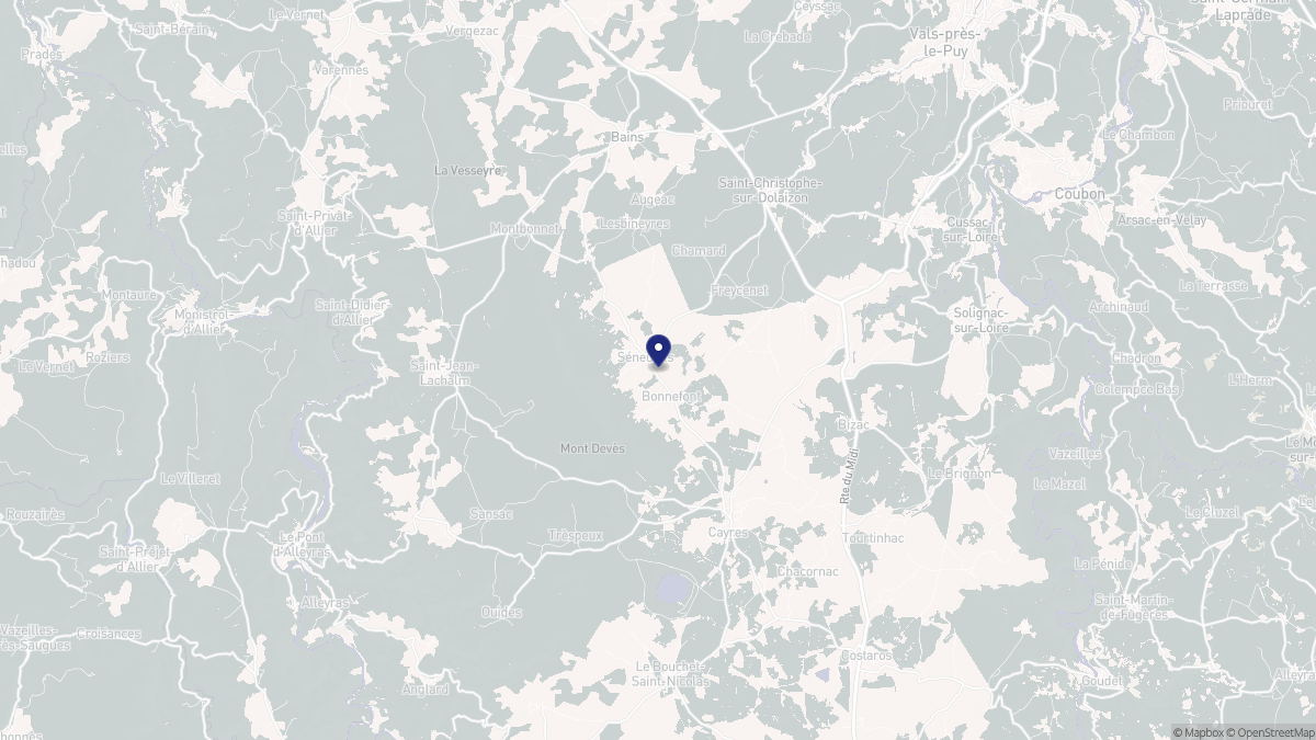Aperçu cartographique de Séneujols, centré sur la commune