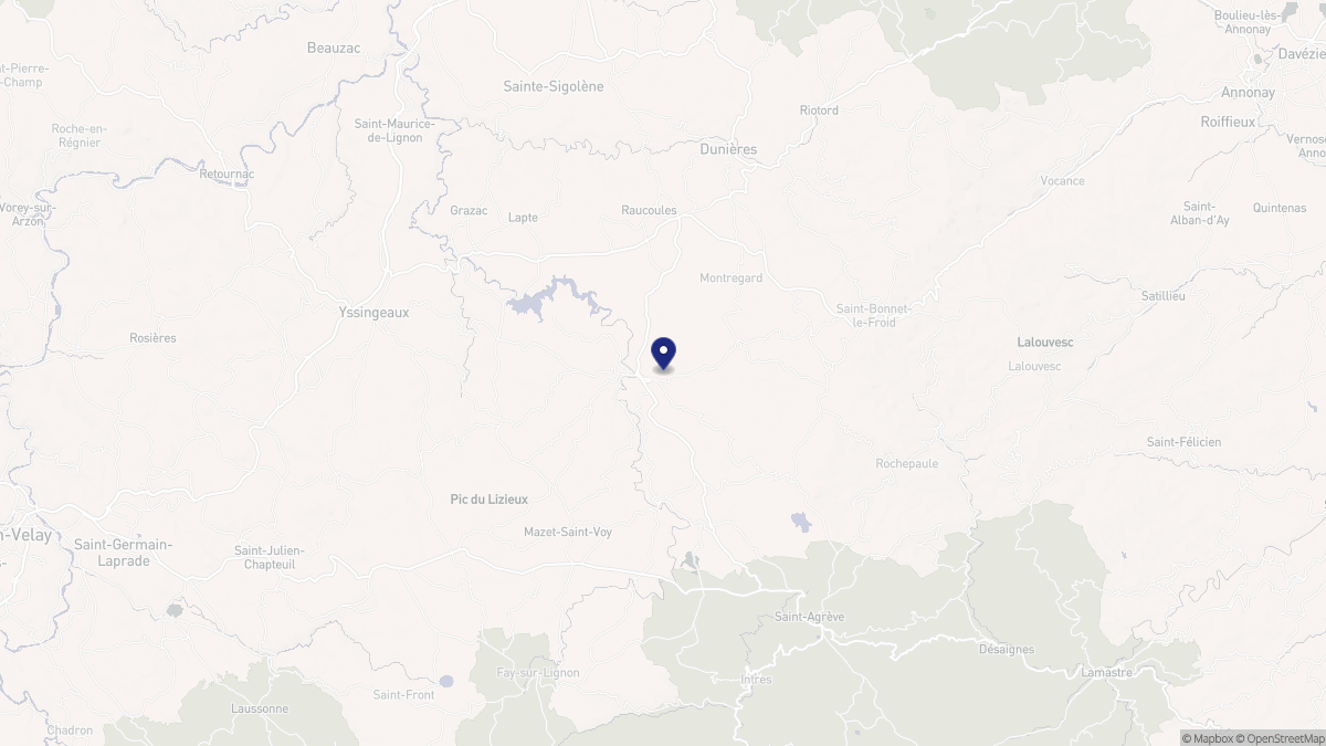 Aperçu cartographique de Tence, centré sur la commune