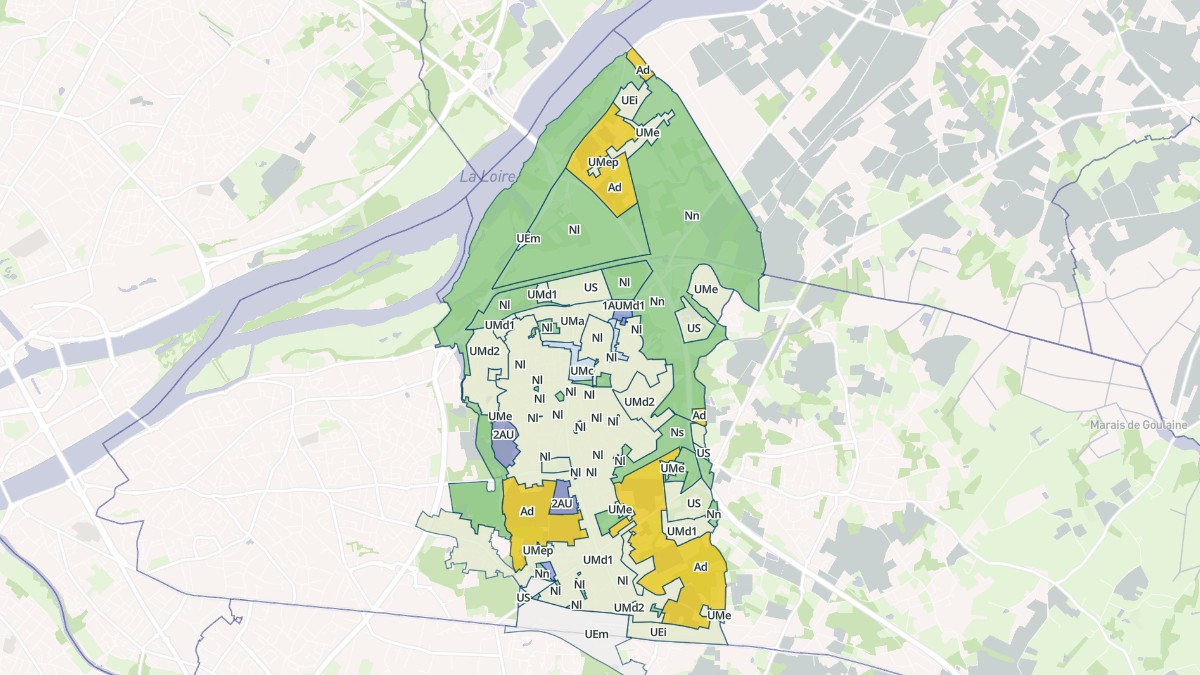 Aperçu cartographique de Basse-Goulaine, centré sur la commune