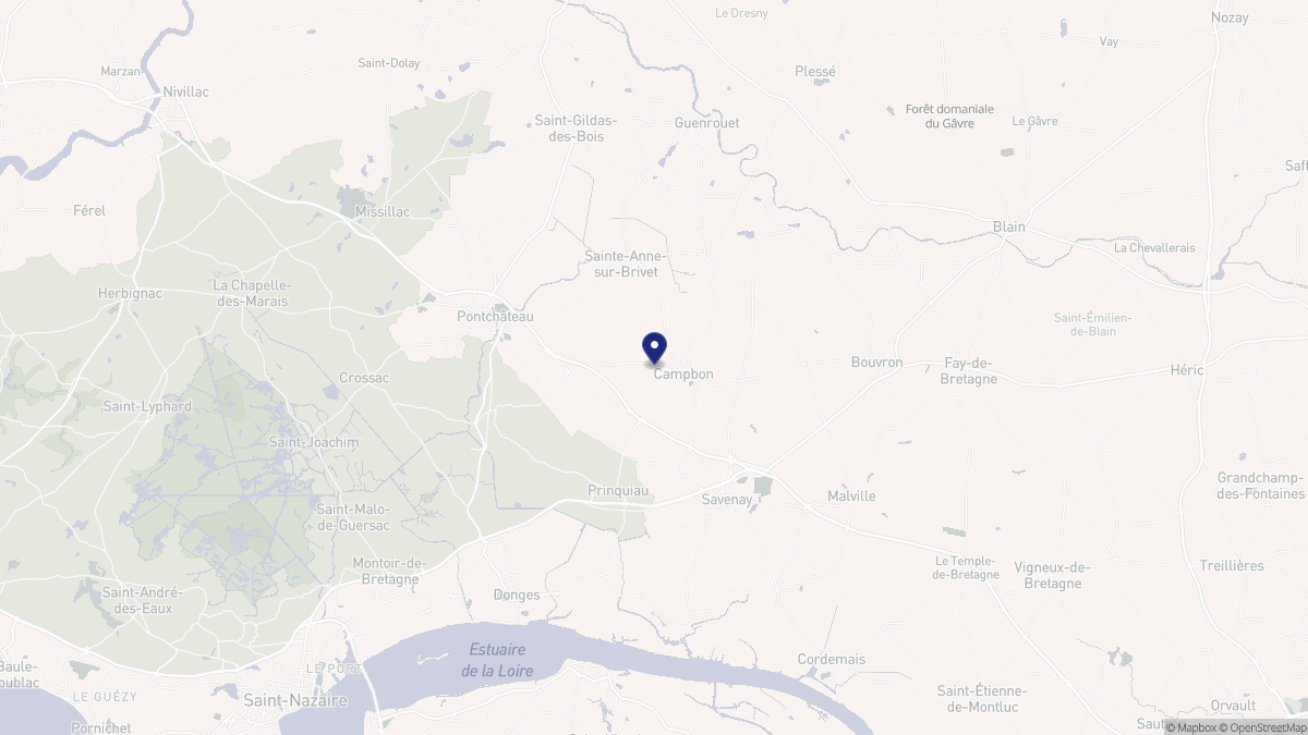 Aperçu cartographique de Campbon, centré sur la commune