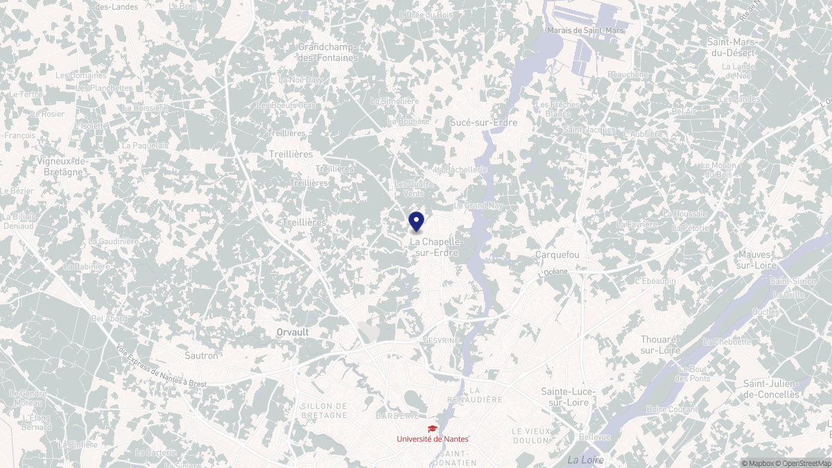 Aperçu cartographique de La Chapelle-sur-Erdre, centré sur la commune