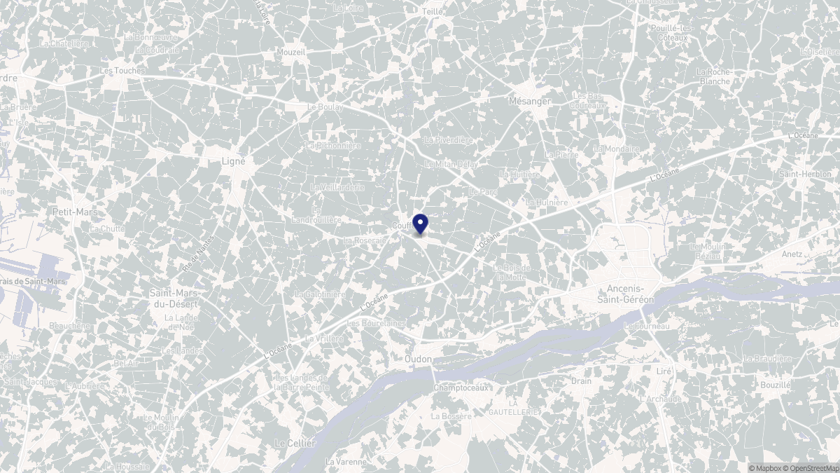 Aperçu cartographique de Couffé, centré sur la commune