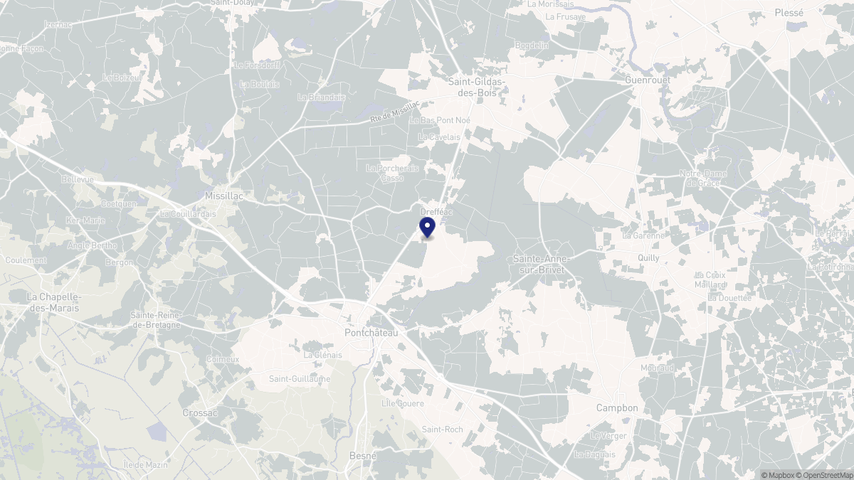 Aperçu cartographique de Drefféac, centré sur la commune