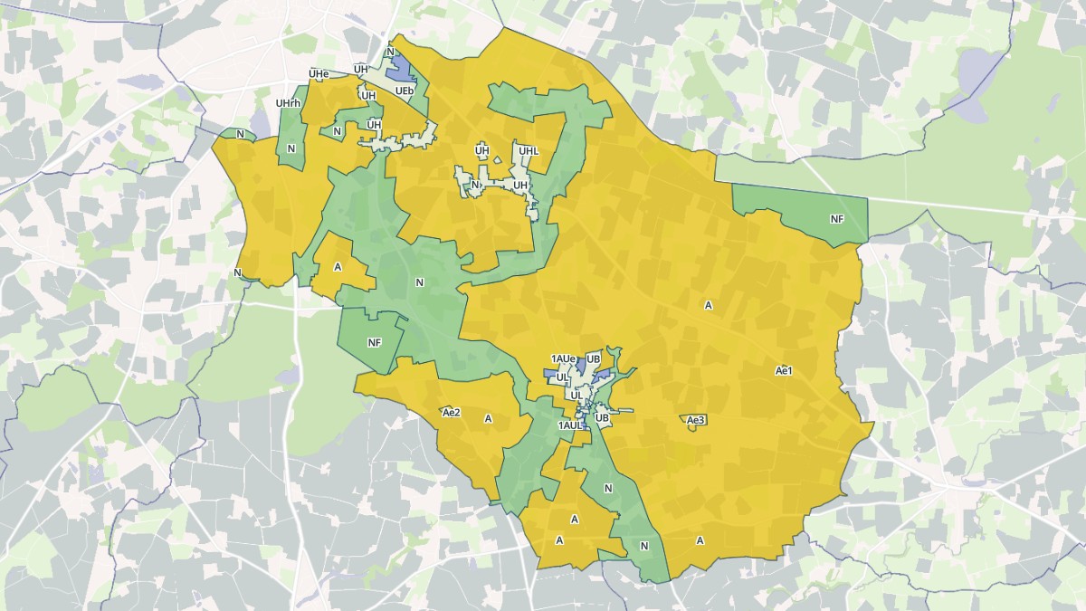 Aperçu cartographique de Erbray, centré sur la commune