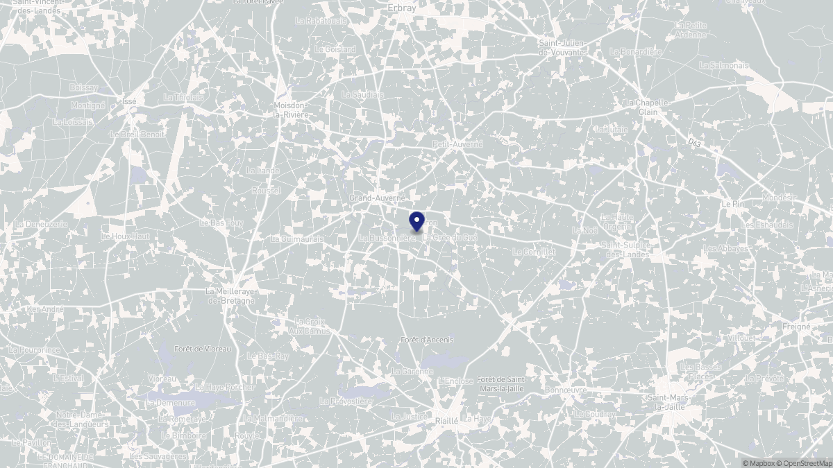 Aperçu cartographique de Grand-Auverné, centré sur la commune