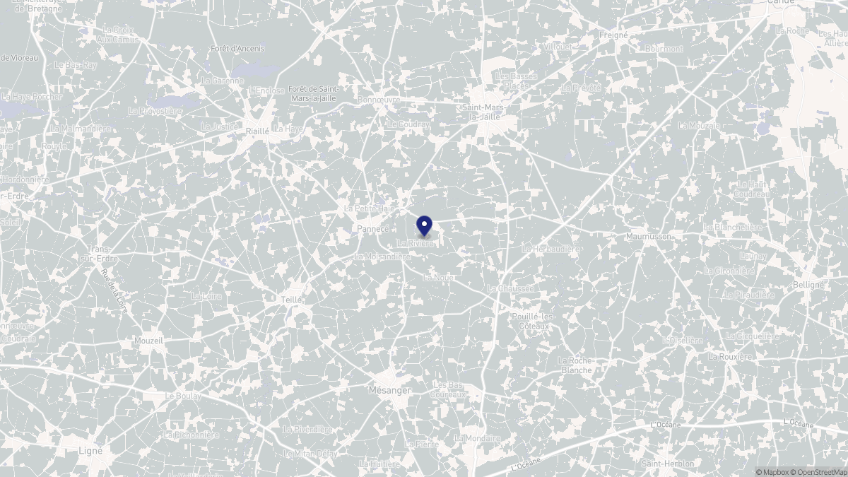 Aperçu cartographique de Pannecé, centré sur la commune