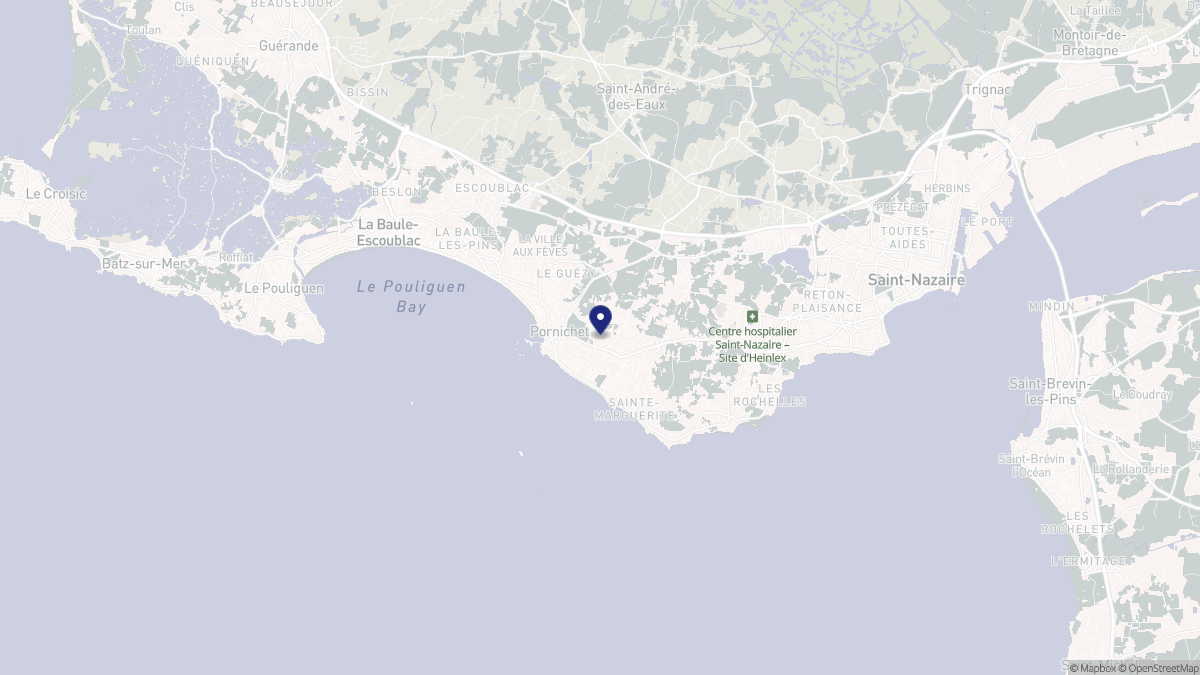 Aperçu cartographique de Pornichet, centré sur la commune