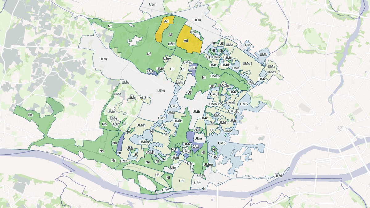 Aperçu cartographique de Saint-Herblain, centré sur la commune