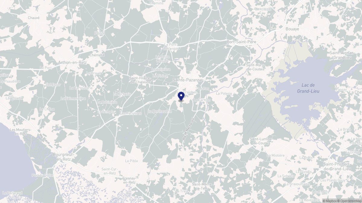 Aperçu cartographique de Sainte-Pazanne, centré sur la commune
