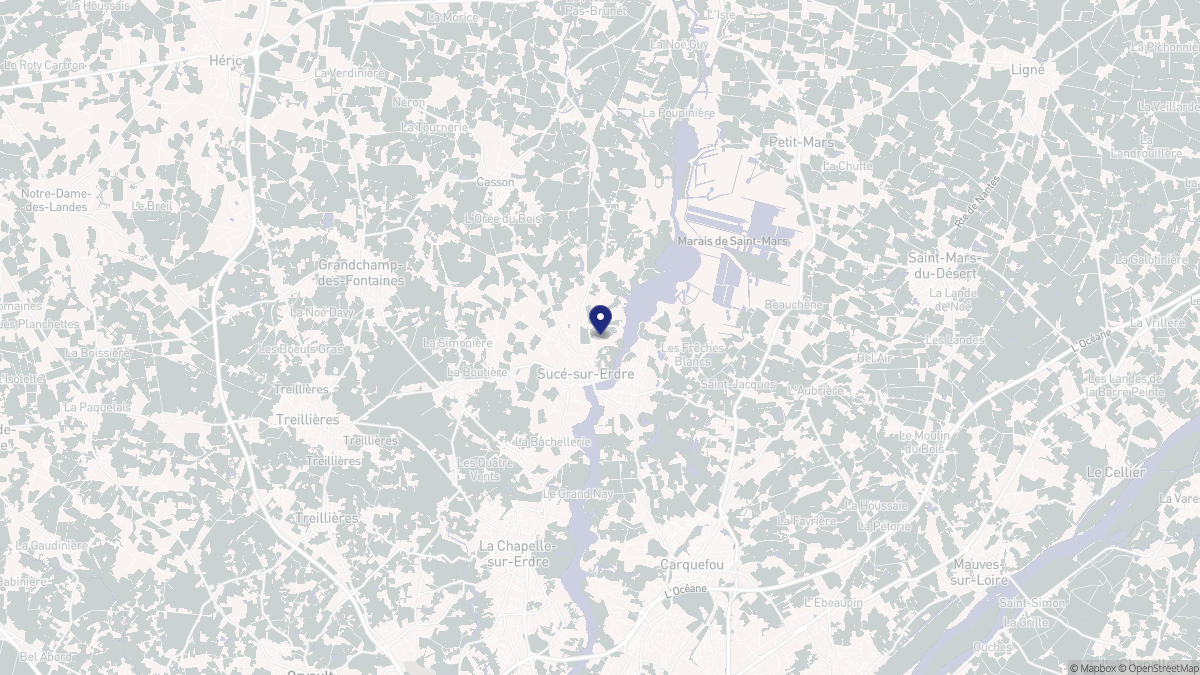 Aperçu cartographique de Sucé-sur-Erdre, centré sur la commune