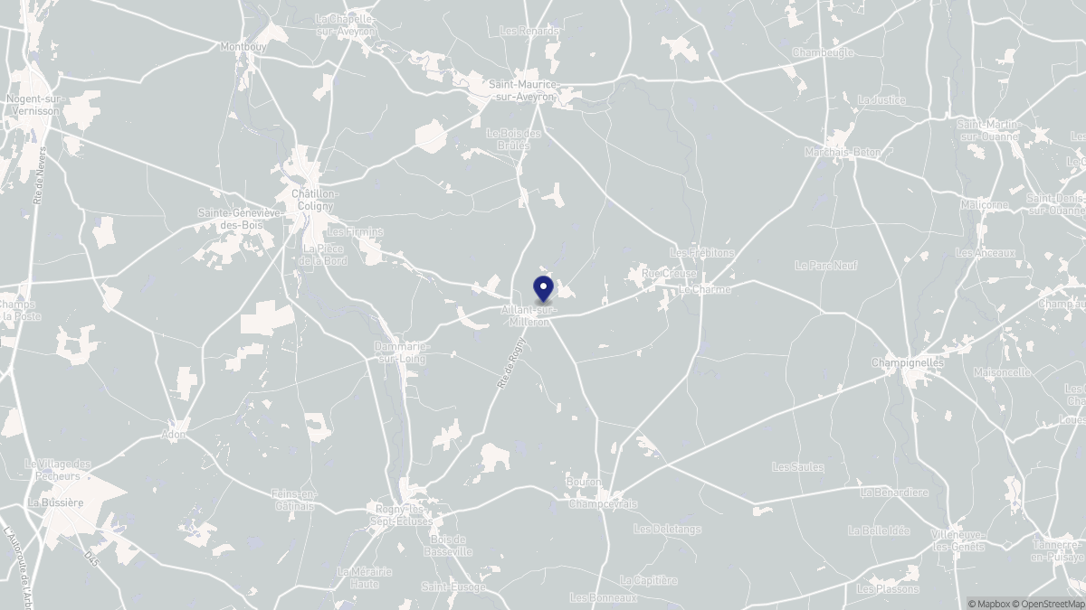 Aperçu cartographique de Aillant-sur-Milleron, centré sur la commune