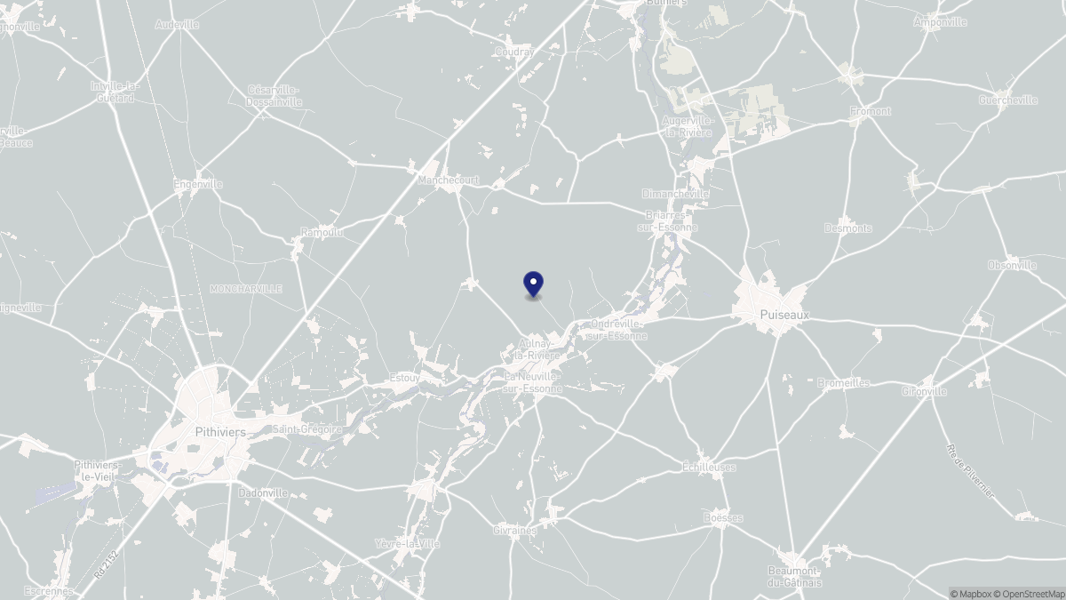 Aperçu cartographique de Aulnay-la-Rivière, centré sur la commune