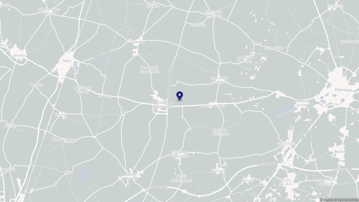 Aperçu cartographique de Bazoches-les-Gallerandes, centré sur la commune
