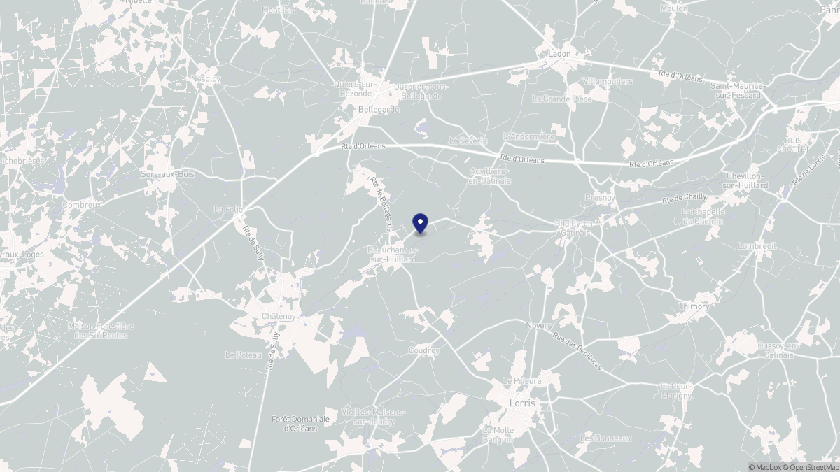 Aperçu cartographique de Beauchamps-sur-Huillard, centré sur la commune
