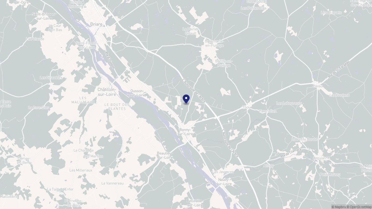 Aperçu cartographique de Bonny-sur-Loire, centré sur la commune