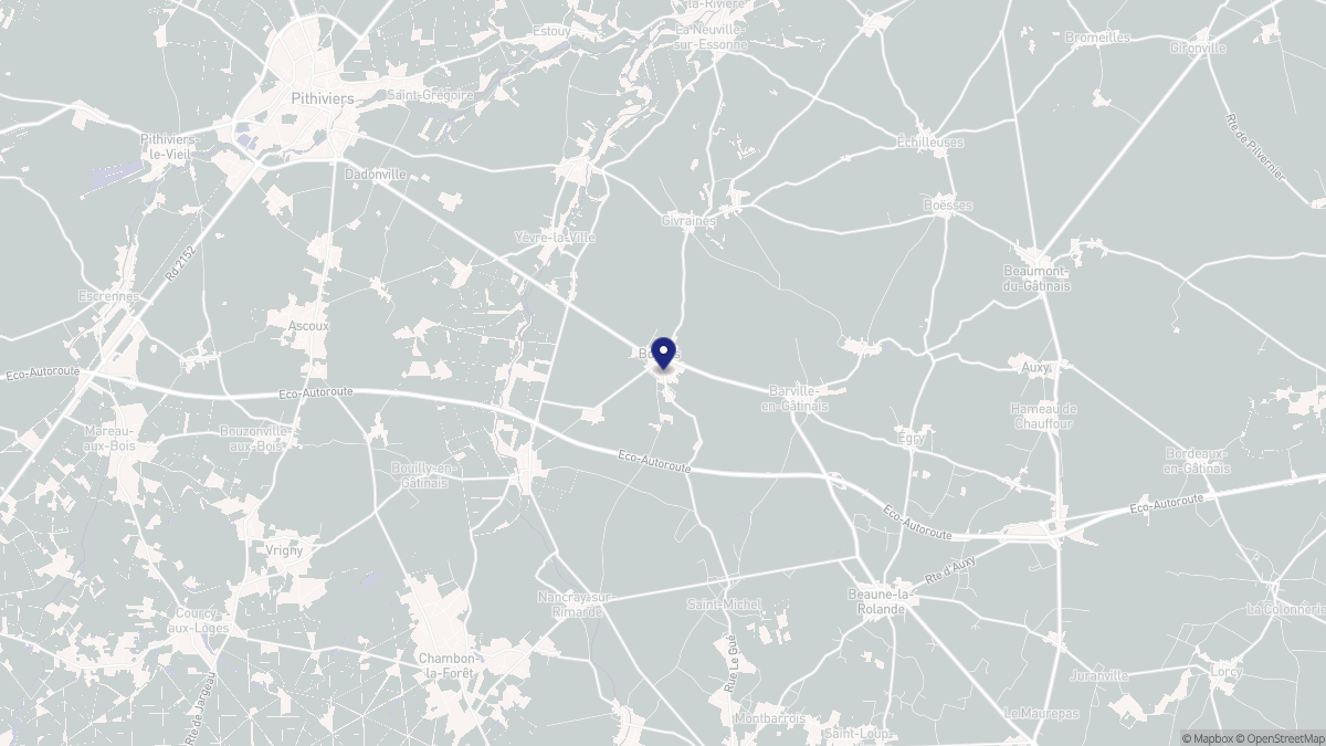 Aperçu cartographique de Boynes, centré sur la commune