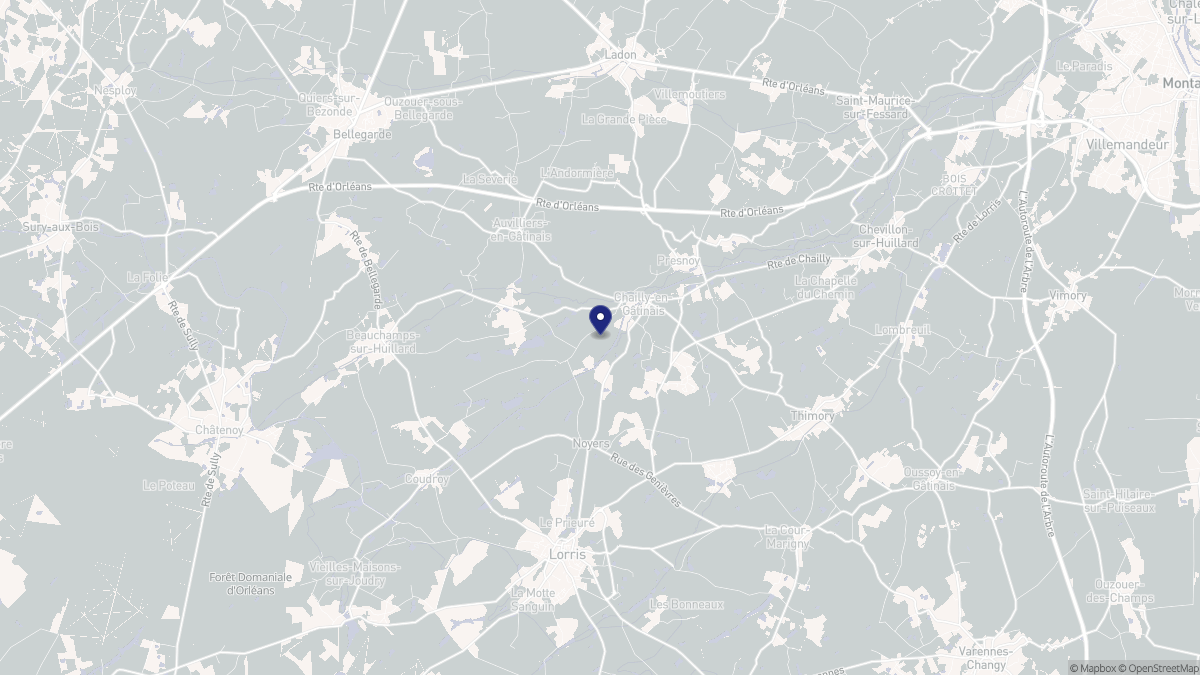 Aperçu cartographique de Chailly-en-Gâtinais, centré sur la commune