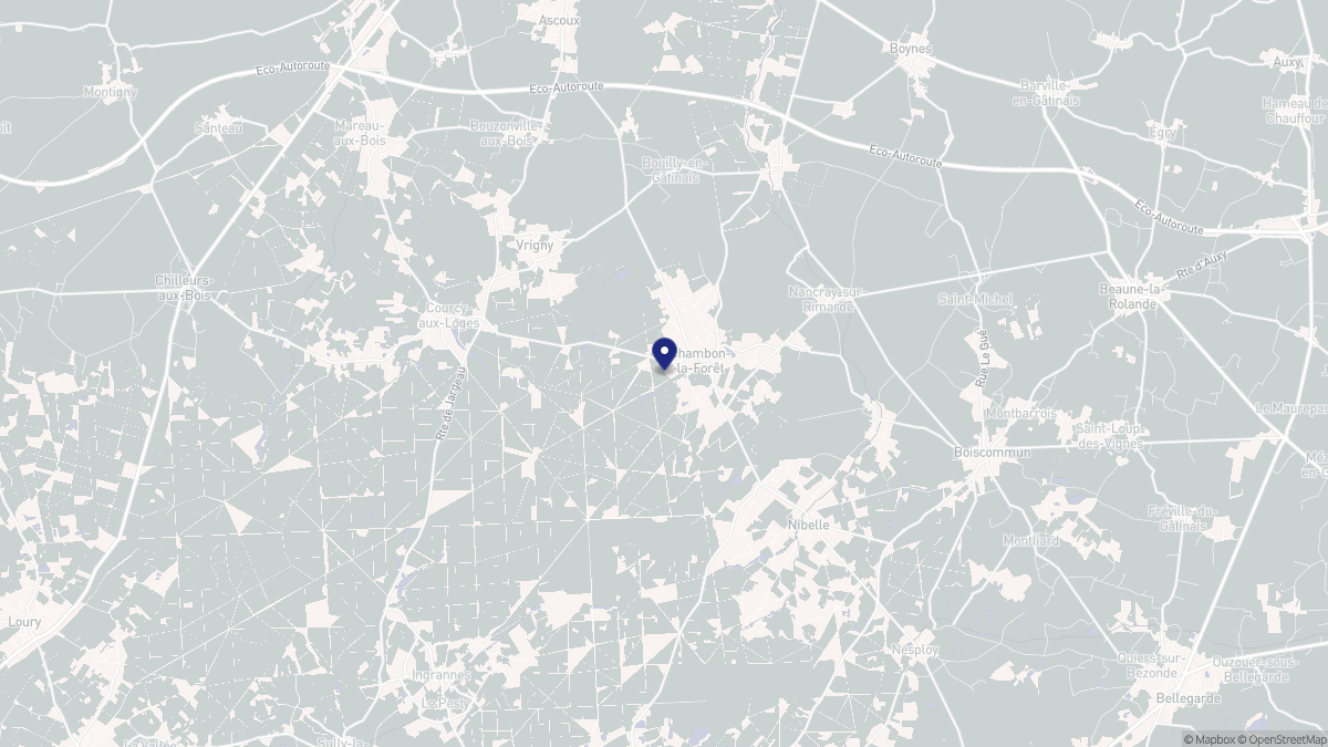 Aperçu cartographique de Chambon-la-Forêt, centré sur la commune