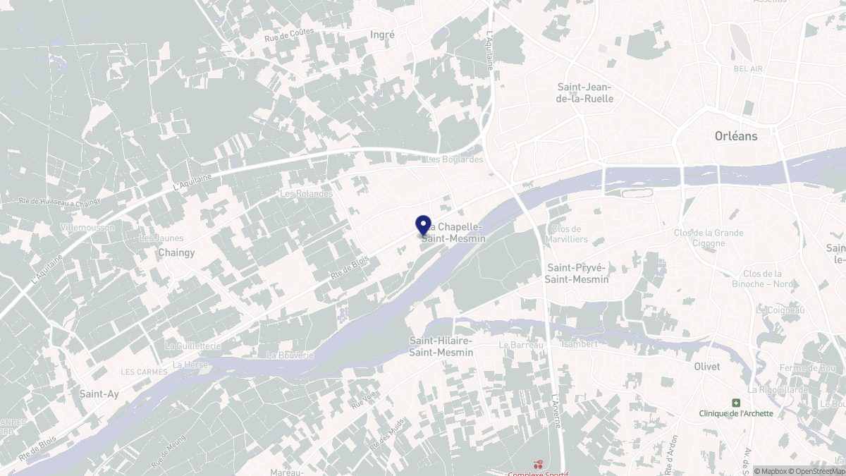 Aperçu cartographique de La Chapelle-Saint-Mesmin, centré sur la commune