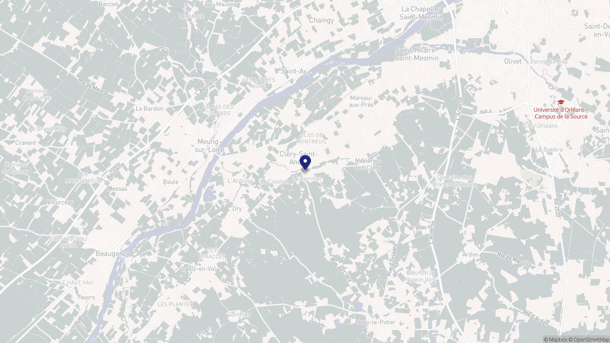 Aperçu cartographique de Cléry-Saint-André, centré sur la commune