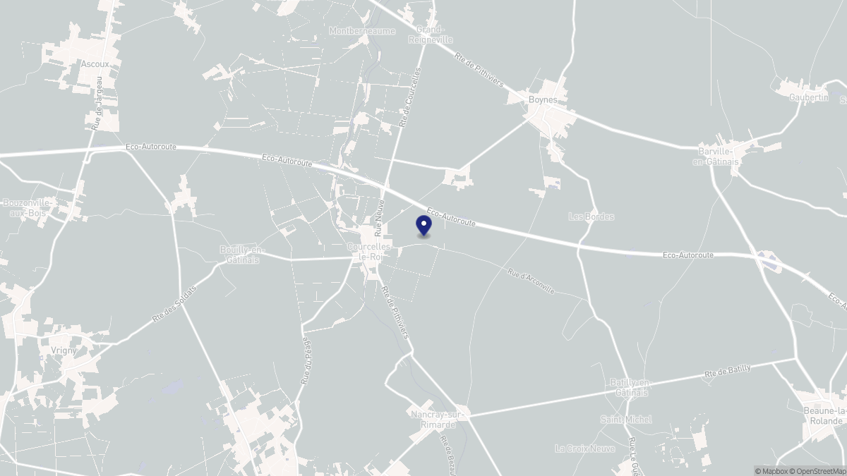 Aperçu cartographique de Courcelles-le-Roi, centré sur la commune