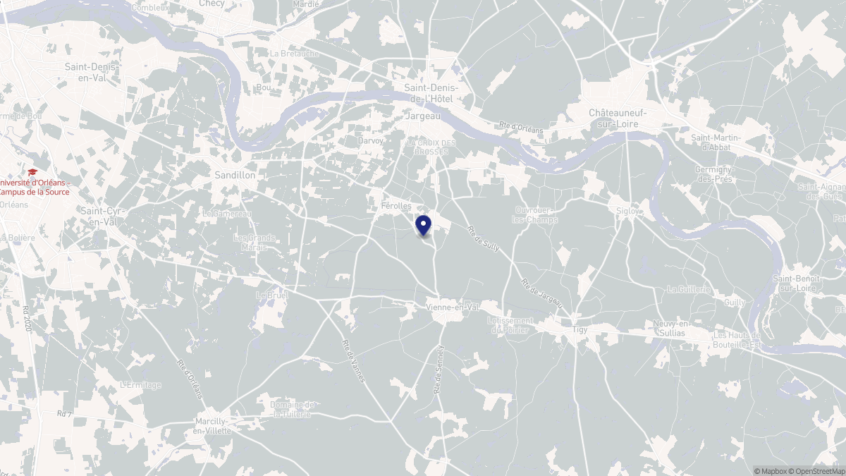 Aperçu cartographique de Férolles, centré sur la commune