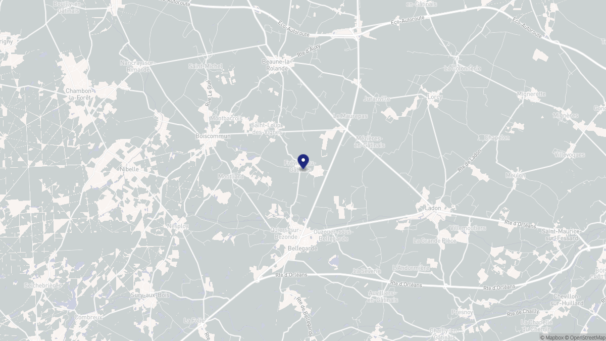 Aperçu cartographique de Fréville-du-Gâtinais, centré sur la commune