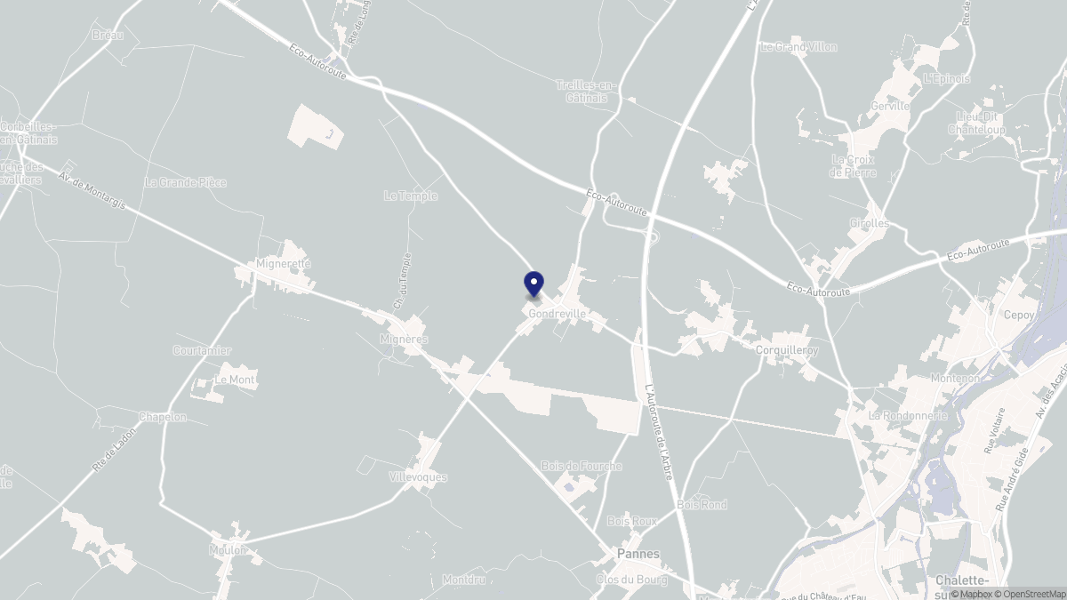 Aperçu cartographique de Gondreville, centré sur la commune