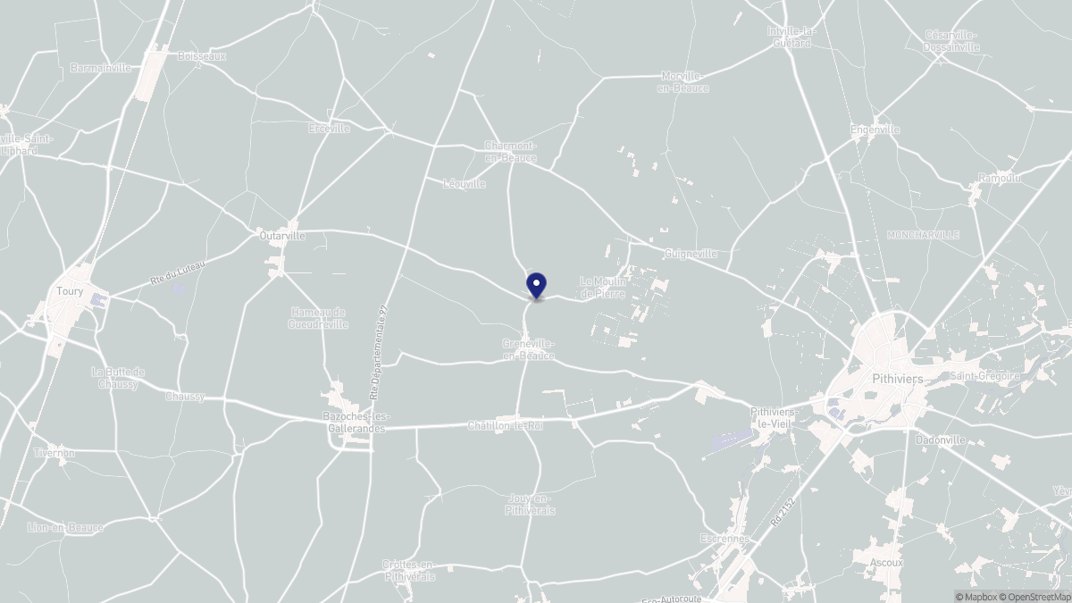 Aperçu cartographique de Greneville-en-Beauce, centré sur la commune