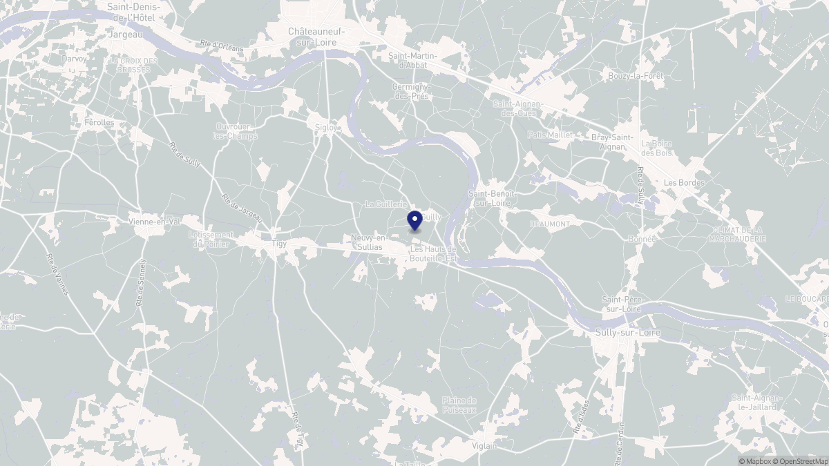 Aperçu cartographique de Guilly, centré sur la commune