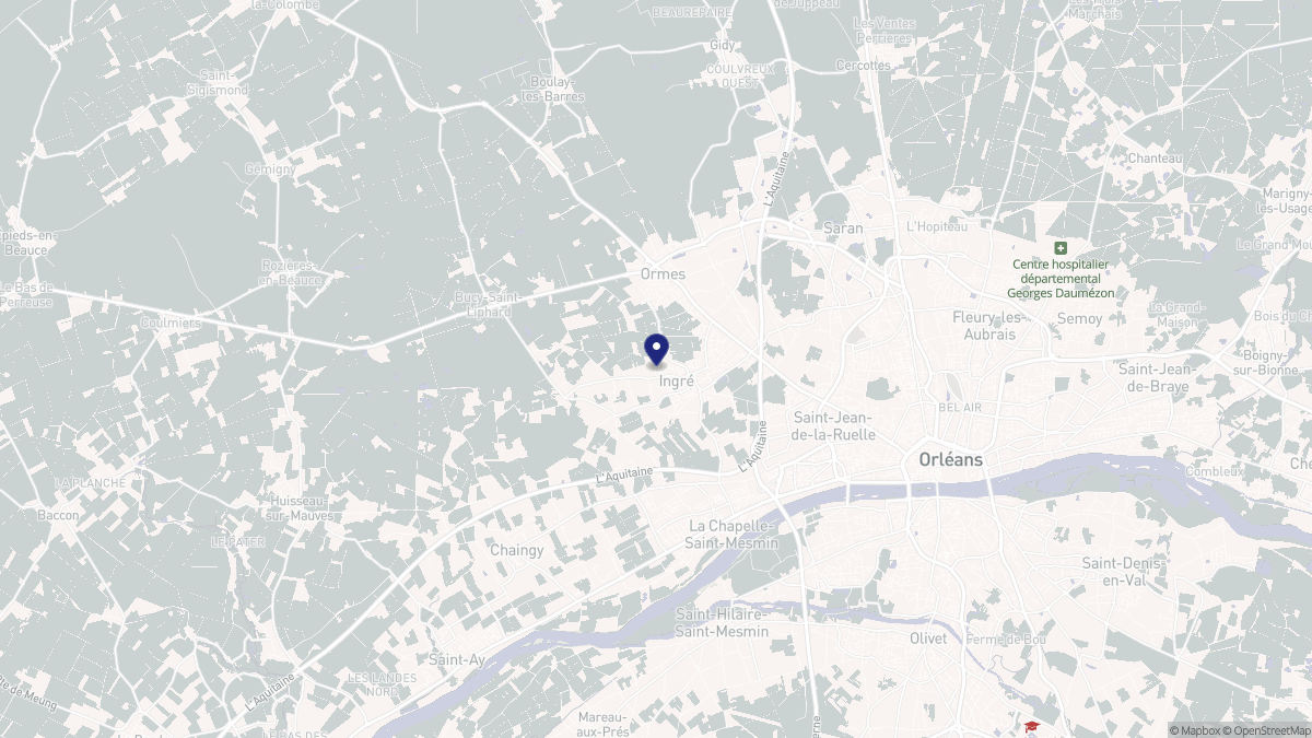 Aperçu cartographique de Ingré, centré sur la commune