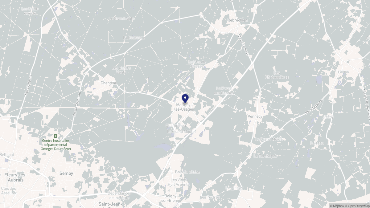 Aperçu cartographique de Marigny-les-Usages, centré sur la commune