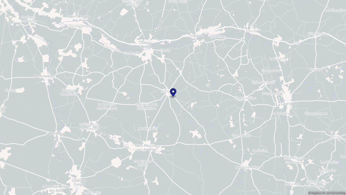 Aperçu cartographique de Melleroy, centré sur la commune