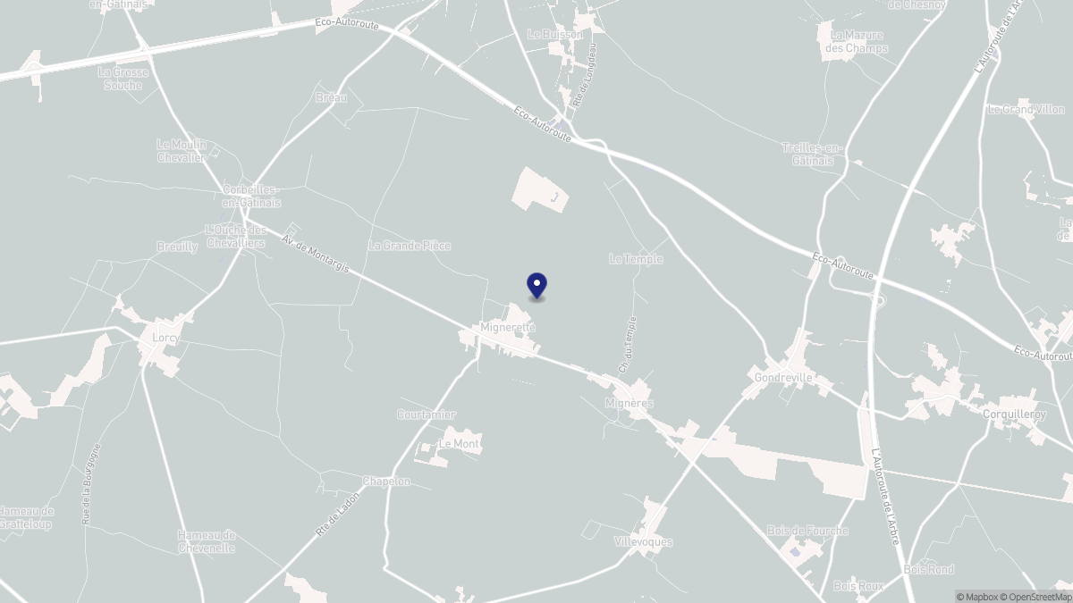Aperçu cartographique de Mignerette, centré sur la commune