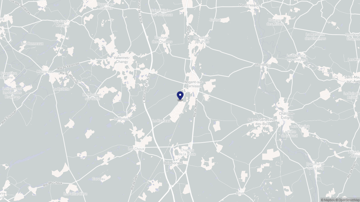 Aperçu cartographique de Nogent-sur-Vernisson, centré sur la commune