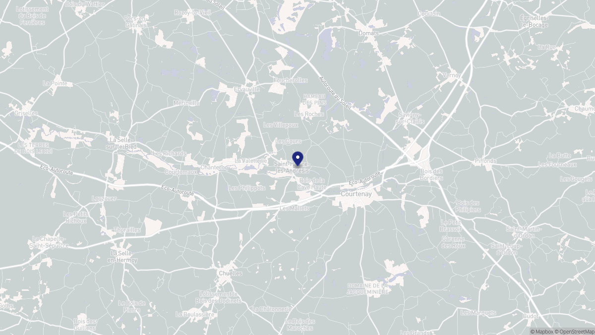 Aperçu cartographique de Saint-Hilaire-les-Andrésis, centré sur la commune