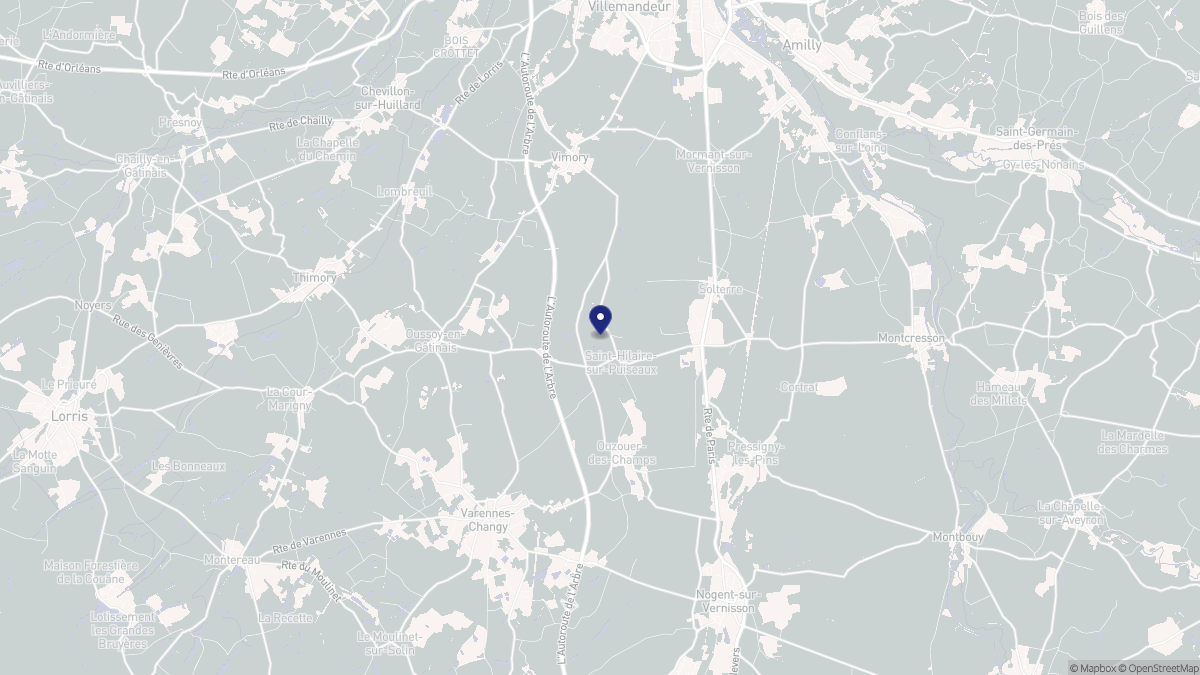 Aperçu cartographique de Saint-Hilaire-sur-Puiseaux, centré sur la commune