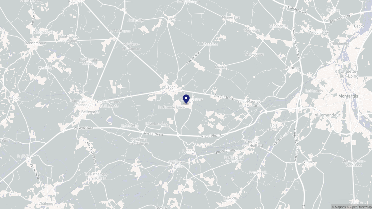 Aperçu cartographique de Villemoutiers, centré sur la commune