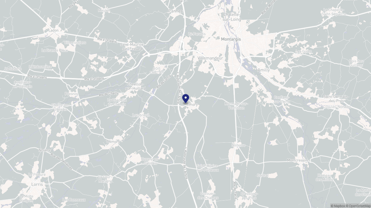 Aperçu cartographique de Vimory, centré sur la commune