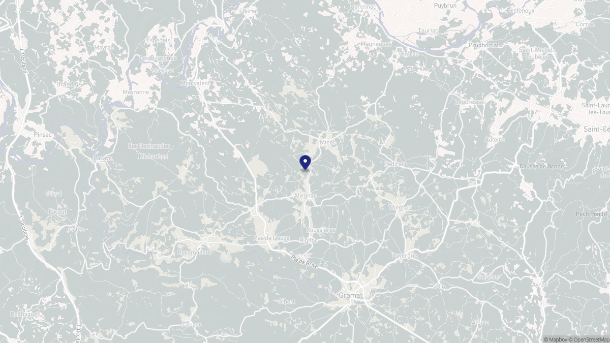 Aperçu cartographique de Alvignac, centré sur la commune