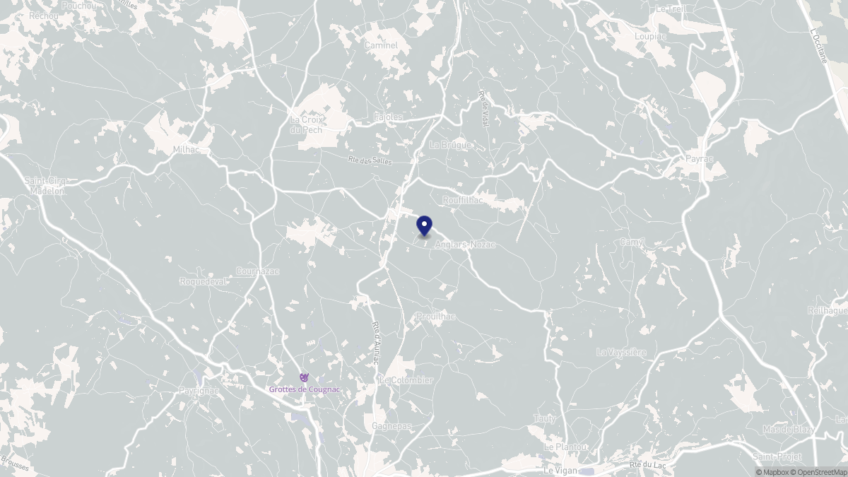 Aperçu cartographique de Anglars-Nozac, centré sur la commune