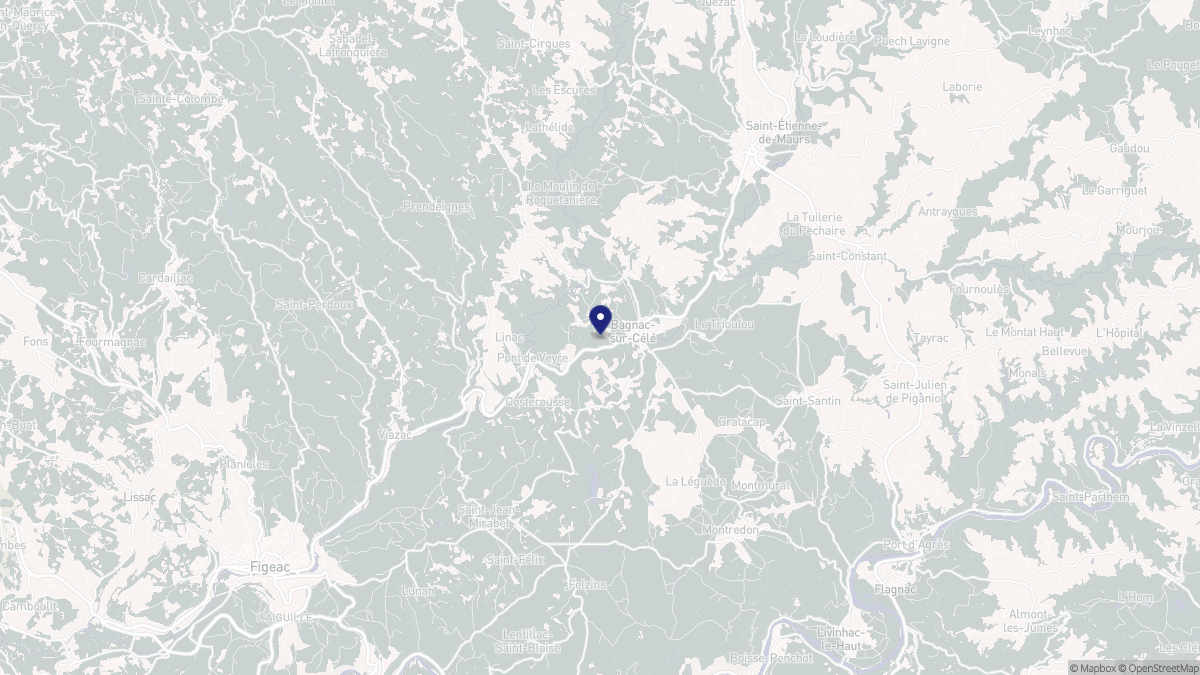 Aperçu cartographique de Bagnac-sur-Célé, centré sur la commune