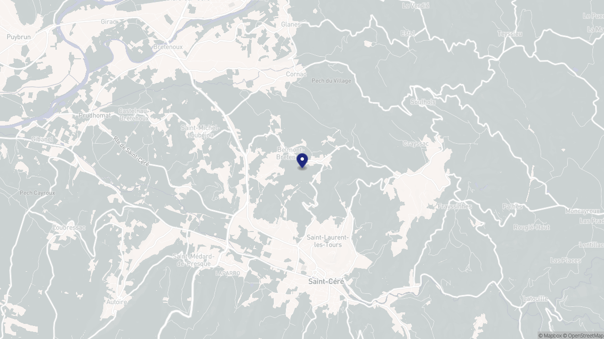 Aperçu cartographique de Belmont-Bretenoux, centré sur la commune