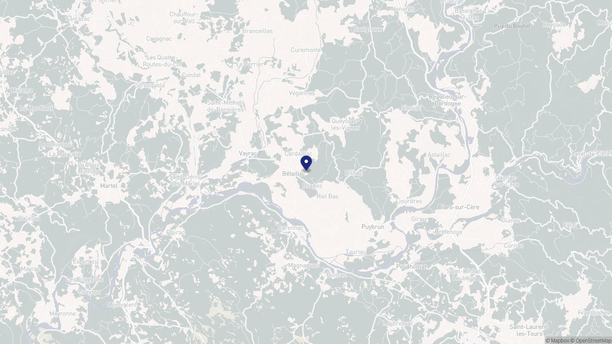 Aperçu cartographique de Bétaille, centré sur la commune