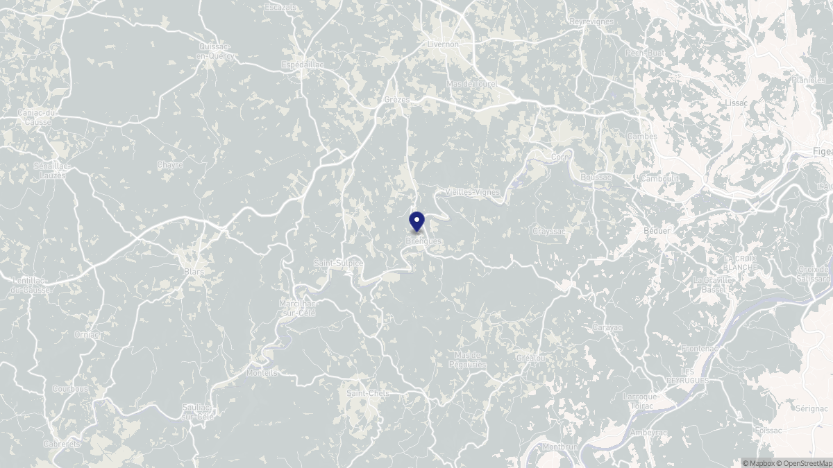 Aperçu cartographique de Brengues, centré sur la commune