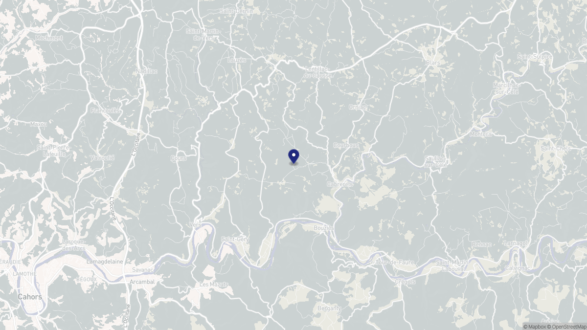 Aperçu cartographique de Cabrerets, centré sur la commune