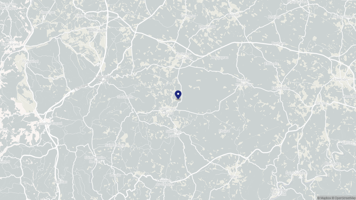 Aperçu cartographique de Caniac-du-Causse, centré sur la commune